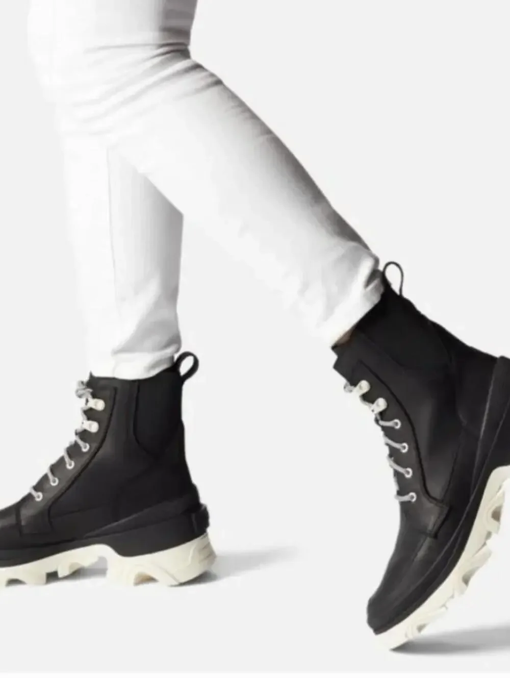 Sorel Brex Lace Waterproof Booties Size 8 Black Chalk